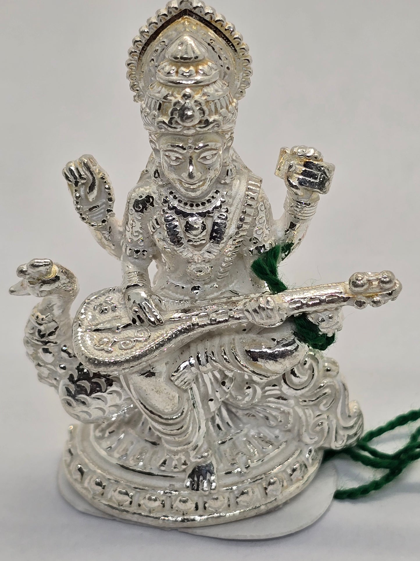 Divine 925 Sterling Silver Saraswati Idol – Handcrafted Goddess of Knowledge and Art