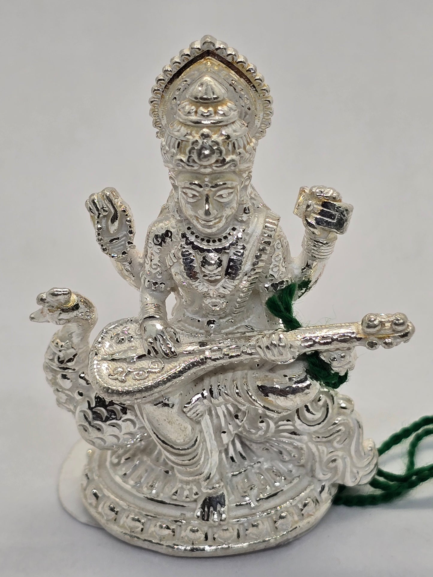 Divine 925 Sterling Silver Saraswati Idol – Handcrafted Goddess of Knowledge and Art