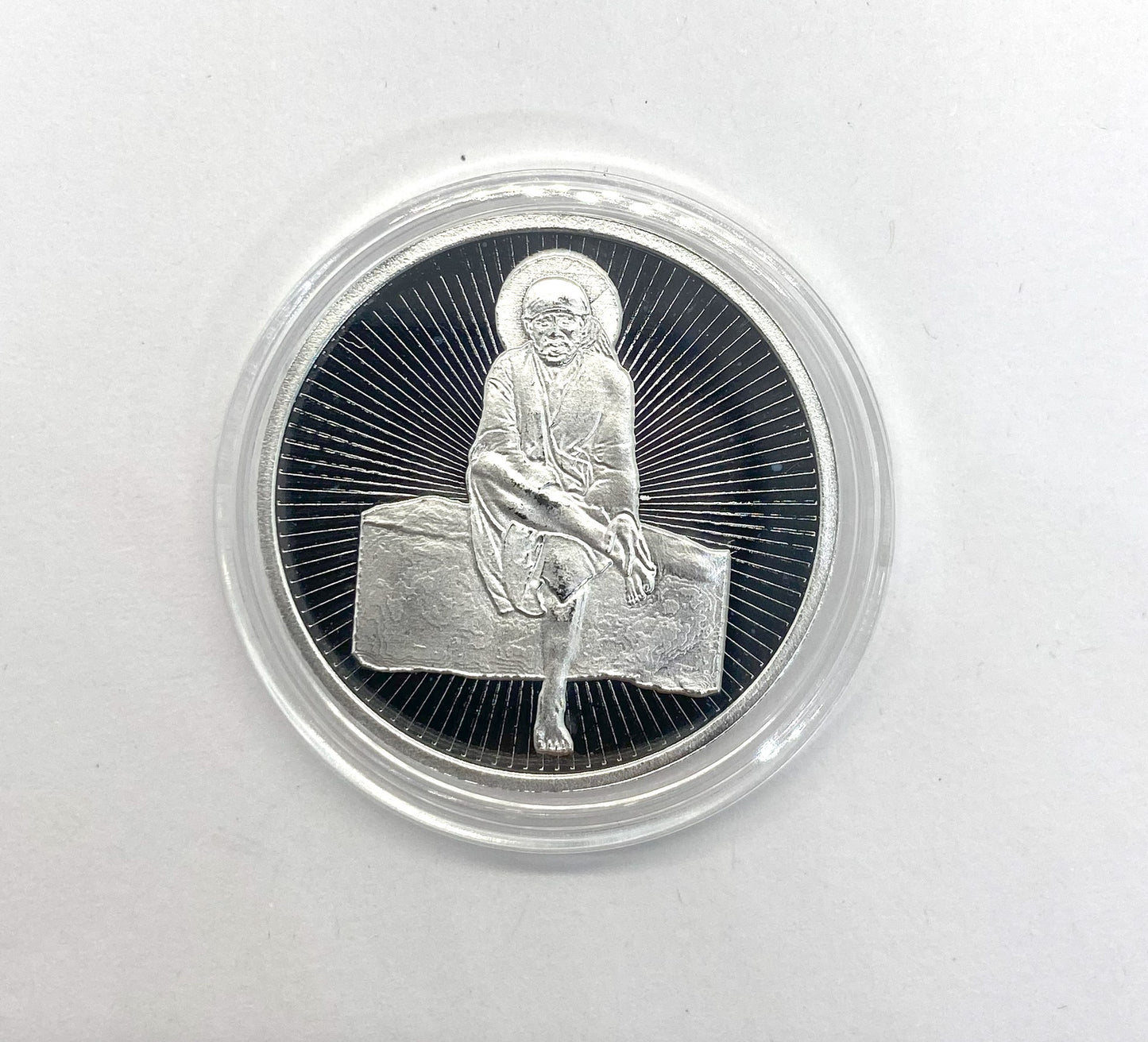 99.9% Fine Silver, Limited Edition Sai Baba Silver Coin, Intricate Design, Gift-Ready Presentation.