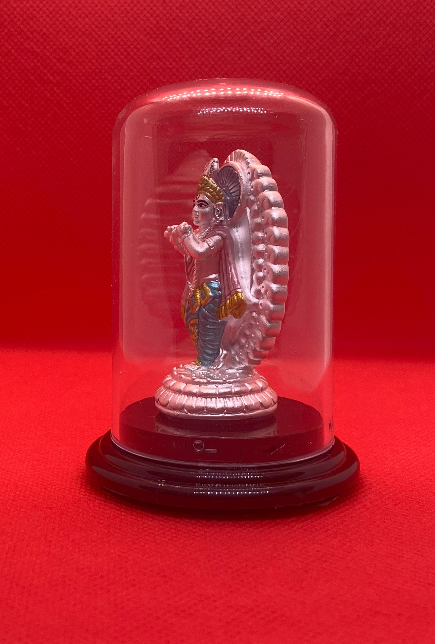 Pure 999 Silver Krishna Idol with Protective Display Dome