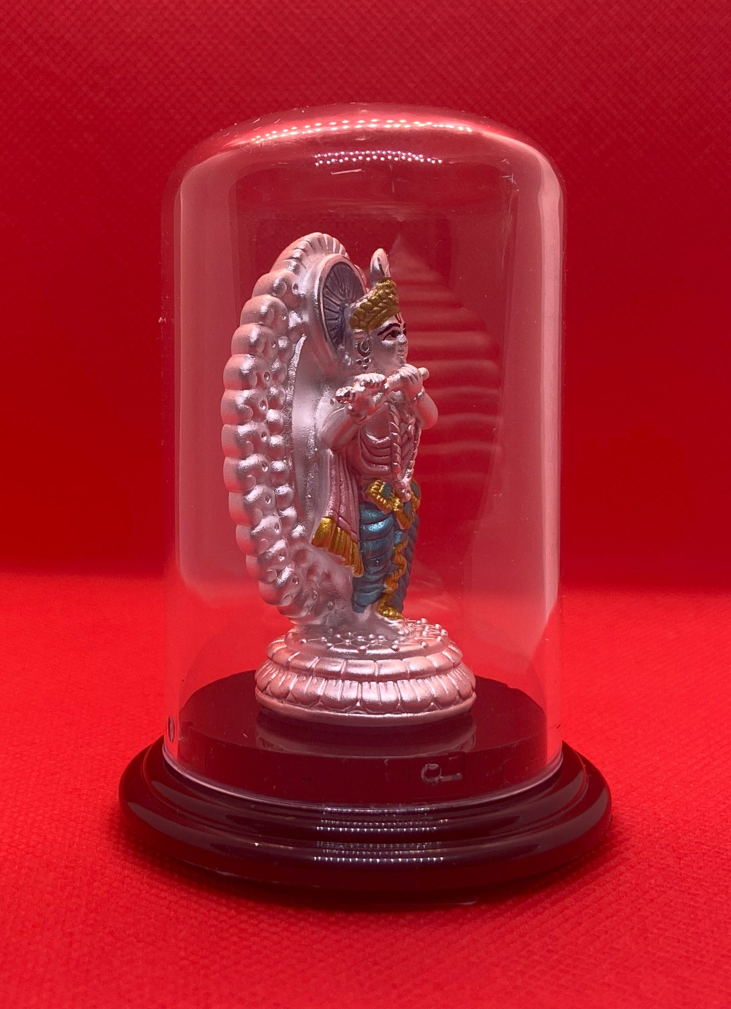 Pure 999 Silver Krishna Idol with Protective Display Dome