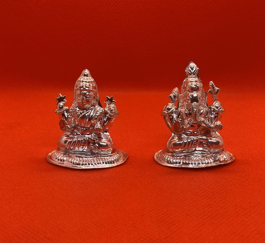 925 Silver Idol of Lakshmi and Ganesh