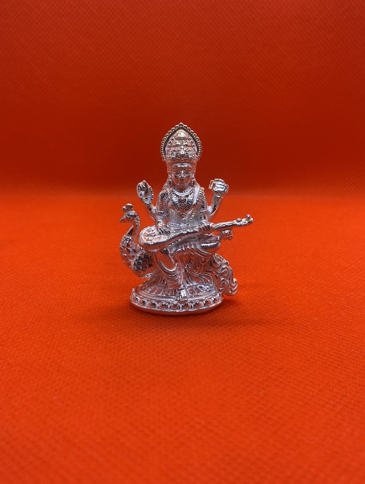 Divine 925 Sterling Silver Saraswati Idol – Handcrafted Goddess of Knowledge and Art