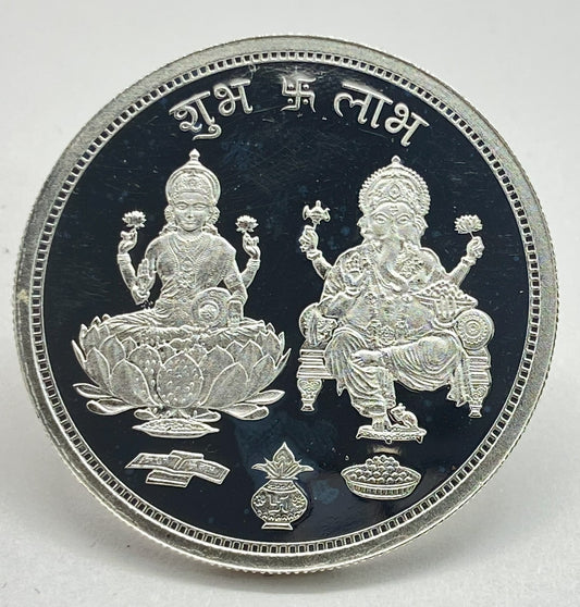 BIS Hallmarked 999 Pure Silver Laxmi Ganesh Silver Coin