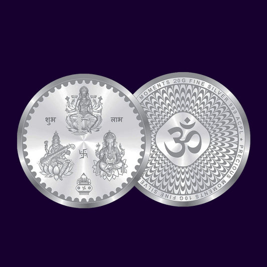 99.9% Fine Silver, Limited Edition Laxmi Ji Ganesh Ji and Saraswati Ji Silver Coin, Intricate Design, Gift-Ready Presentation