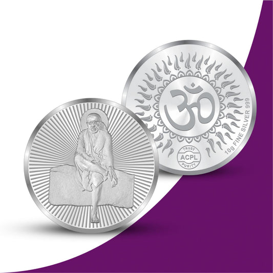 99.9% Fine Silver, Limited Edition Sai Baba Silver Coin, Intricate Design, Gift-Ready Presentation.