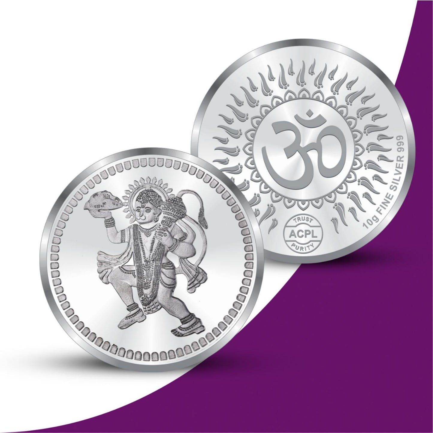 99.9% Fine Silver, Limited Edition Lord Hanuman Silver Coin, Intricate Design, Gift-Ready Presentation